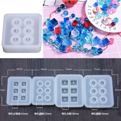 Round Square Beads with Holes UV Epoxy Resin Beads Mould DIY Making Handmade Bracelet Supplies For Jewelry Finding