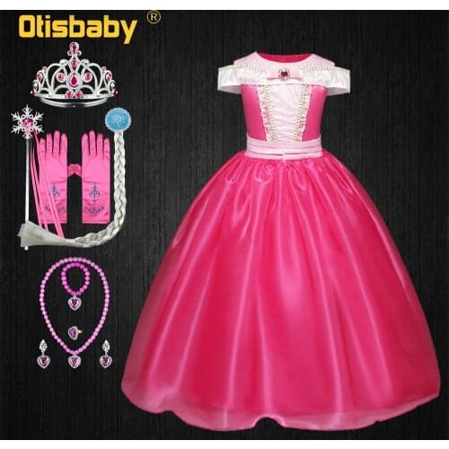 Fantasia Aurora Summer Toddler Aurora Dress Up Girls Halloween Party Sleeping Beauty Princess Costume Pink Fluffy Girls Gowns