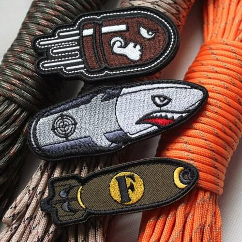 Angry Bullet Flying Shark Embroidery Patch Tactical Aimed Shot Combat For Clothes Clothing Emblem Appliques Military Badges