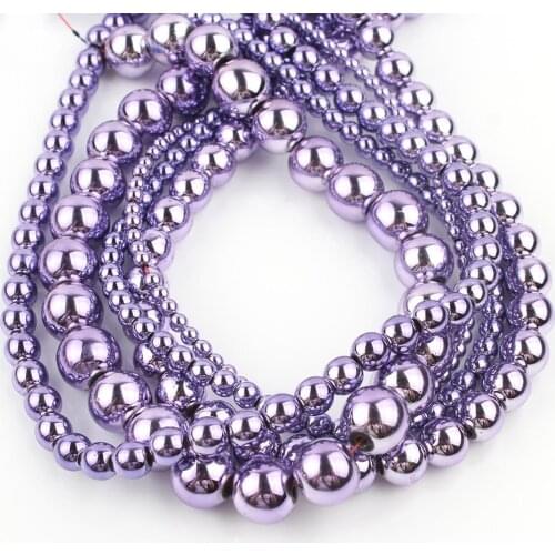 Natural Stone Purple Hematite Bead Loose Spacer Accessories Beads For Jewelry Making DIY Energy Bracelets 15"Inches 3 4 6 8 10mm