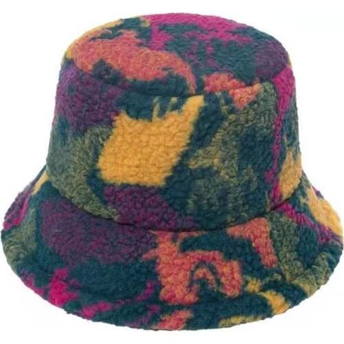 New Unisex Hat Solid Artificial Fur Warm Female Cap Faux Fur Winter Bucket Hats For Women Outdoor Sunscreen Hat Panama Lady Caps