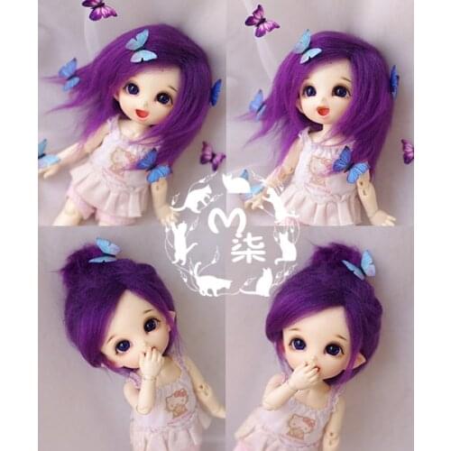 New 1/12 3-4 inch 9-10cm 1/8 4-5 inch 12cm 14cm BJD Plush fabric Wig Deep Purple For PukiFee lati Doll Antiskid BJD Doll Wig