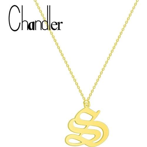 Chandler Dainty Initial S Letter Necklace Rose/Gold/ Old Letter S Simple Name Letter Necklace For Couples Jewelry Gifts