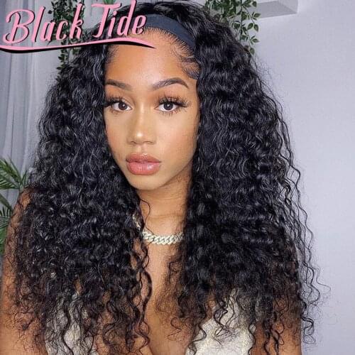 Headband Wig Human Hair Kinky Curly 150% Malaysian Head Band Wigs Human Hair Curly Headband Wig Remy Headband Wigs For Women