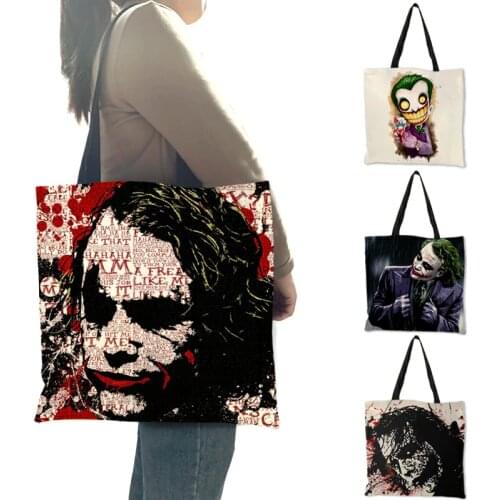 Customize Knight of Darkness Clown Pattern Reusable Shopping Bag Tote Bags For Women Personalized Handbags Traveling School