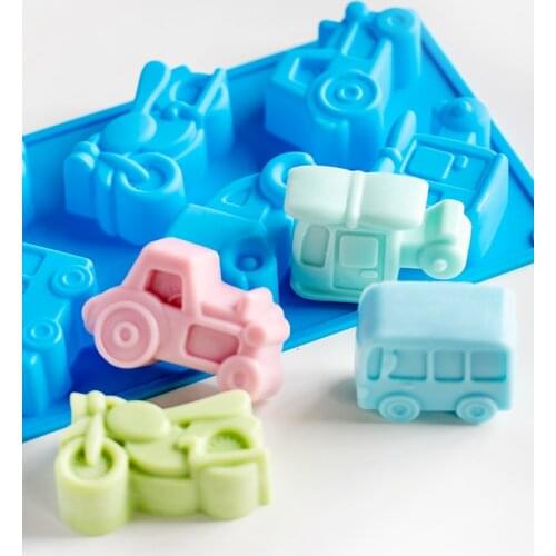 DIY Resin Molds 6-hole 3d Automobile Silicone Mold Handmade Soap Molds for Soap Making Food Grade Fondant Cake Chocolate Mold