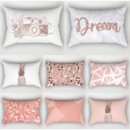 Pink Pillowcase Polyester Cushion Cover Decorative Throw Pillows Cover Bedroom Sofa Pillowcase Sofa Cushions Home Decoration