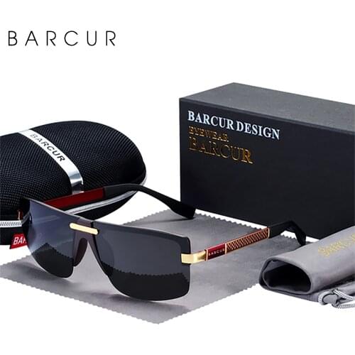 BARCUR Brand Designer Glasses Male Driving Sunglasses Men 2021 Polarized Sun Glasses Accessories With Packing
