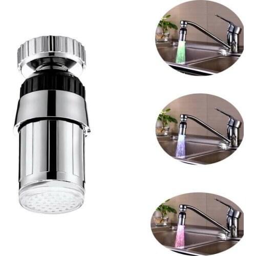 LED Light Water Faucet Tap Heads Temperature Sensor RGB Glow LED Shower Stream Bathroom Shower faucet Blue Kitchen Accessories