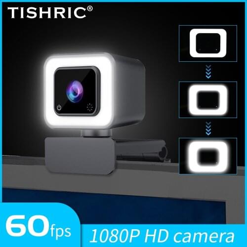 TISHRIC X801 Webcam 1080P 60Fps Autofocus Web Camera With Microphone LED Fill Light USB Type-C Live Broadcast Video Calling