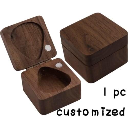 1pc Customized Walnut Wooden Guitar Pick Plectrum Storage Box Picks Hold Case Care Tool Guitarra Picks Gift Guitar Accessories