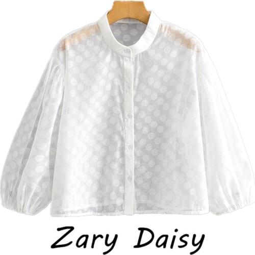 Zary Daisy Stand-up Collar Blouses