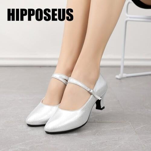 Hipposeus Women Latin Dance Shoes Modern Girls Ballroom Modern Samba Dancing shoes Ladies 3.5/5.5CM Salsa Sandals Dropshipping
