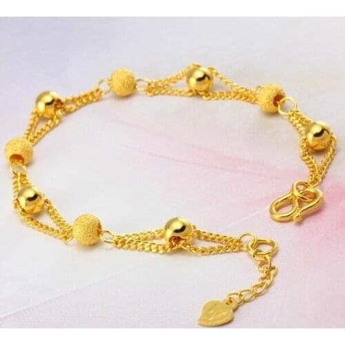 Lady Gold Plated Beads Bracelet for Womens Fashion Friendship Bracelets Fine Jewelry Birthday Party Gifts Fashion Jewelry