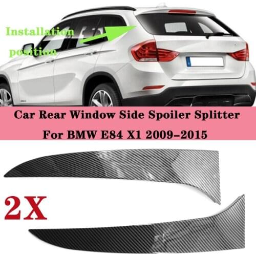 1 Pair Carbon Look Car Rear Window Side Spoiler Canard Splitter Trim Cover ABS For BMW E84 X1 2009-2015