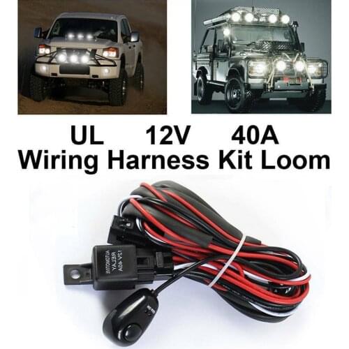 1pc Universal 12v 24v Hareness Kit Led Light Bar Cable 40A Switch Relay Fuse Set for Off Road Pickup Trucks ATV UTV SUV Boat