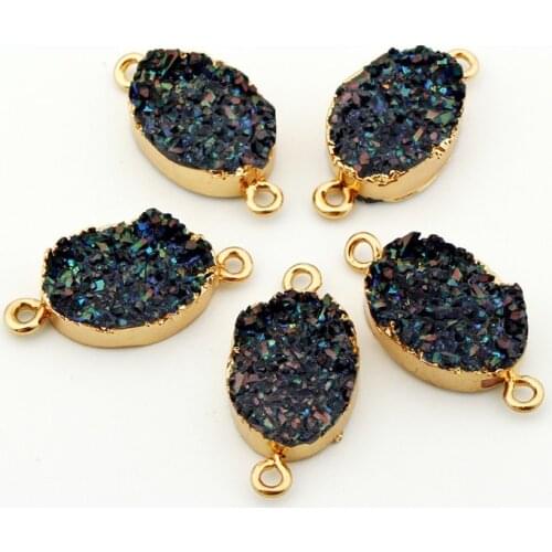 2pcs Irregular Oval Resin Stone Connector Base Findings For Women Bracelet Necklace Eardrops Charms DIY Gifts Jewelry F128