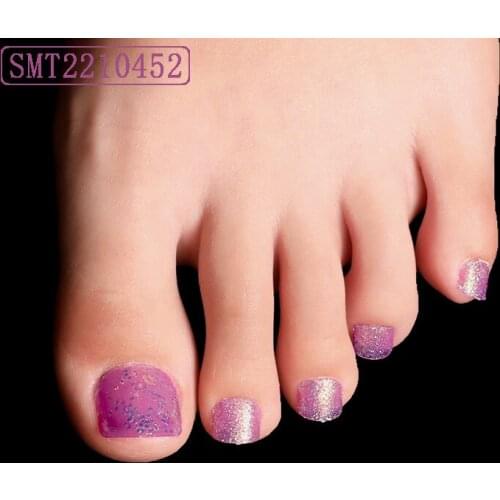 24pcs Fake ToeNail With Glue Type Removable Short Square Paragraph Fashion Manicure Patch False ToeNails Press On For Girls DL