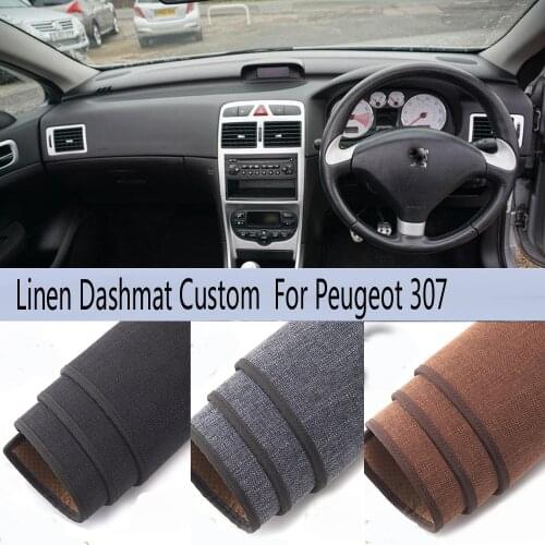 Car Styling Linen Dash Mat Covers Dashmat Dashboard Pad Carpet Accessories For Peugeot 307 2002 2003 2004 2005 2006 2008 sw cc