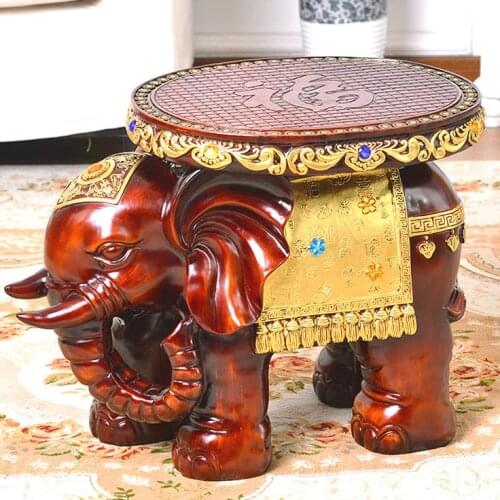 New Elephant Change Shoe stools Resin Cartoon Childrens Stool Carving Fine Craft Ornaments Office Home Decorations Wooden Bench