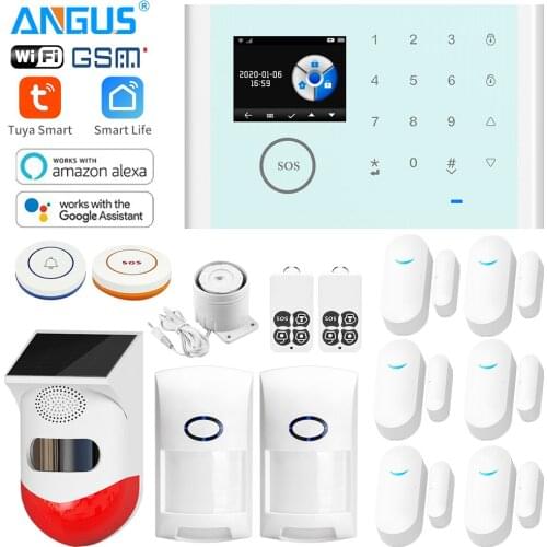 Home GSM Security Wifi Siren Alarm System with Remote Control Intercom Door Opening Sensor