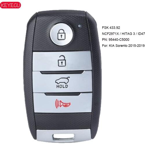 KEYECU OEM Keyless-Go FSK 433MHz NCF2971X / HITAG 3 / ID47 Smart Remote Key 3 Button for Kia Sorento 2015-2019 P/N: 95440-C5000