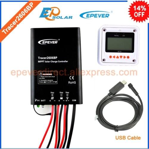 Mppt tracer BP series Tracer2606BP solar tracking controller MT50 remote meter and USB communication cable 10A 10amp