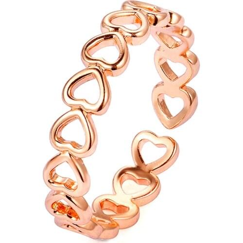 Korean Hollow Heart-shaped Opening Rings for Women Love Sweet Gold Silver Colour Adjustable Ring Fashion Jewelry Wedding Gift