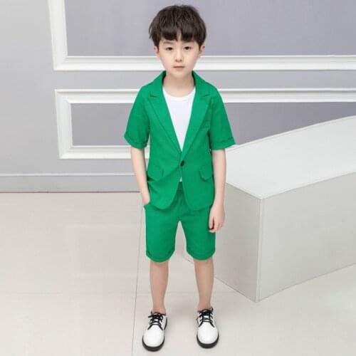 Summer Baby Boys Blazer Suit 2021 Fashion New Kids Casual Korean Clothes Set Lapel Solid Blazer Shorts T-shirts 3pcs Set For Boy