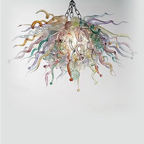 Hot Sale Pretty Customized Blown Murano Glass Hanging LED Chain Chandeliers for Bedroom Decor