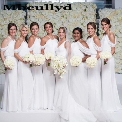 Mbcullyd Stylish Chiffon Bridesmaid Dresses Long 2020 White Bohemia Wedding Guest Dress A-line Formal Robe Demoiselle D'honneur