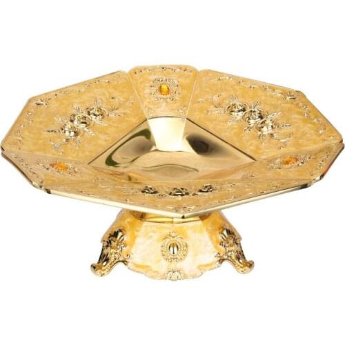 Metal Tray Luxury Gold Finish Plate Nuts / Fruit / Cake Stand Wedding Centerpieces Home European Table Pot Hotel Decoration