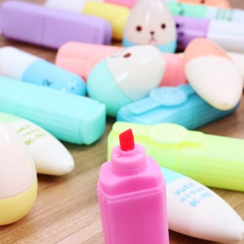 Ellen Brook 1 Pieces Cute Mini Highlighter Lovely Cartoon Paint School Office Office Stationery Supply Kawaii Funny Marker Pen