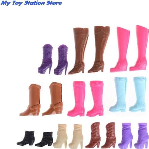Fashion Colorful Boots Assorted Casual High Heels Long Barrel Cute Shoes Clothes For girl Doll Accessories Toys 1 pair