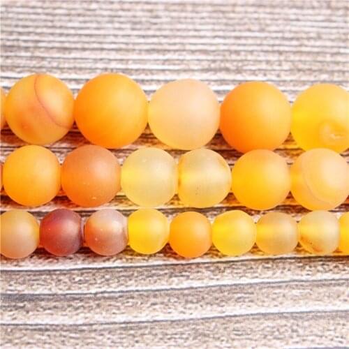 LanLi Fashion natural Jewelry dull polish yellow banded agates stone Loose Beads 4/6/8/10mm DIY bracelet necklace Accessories