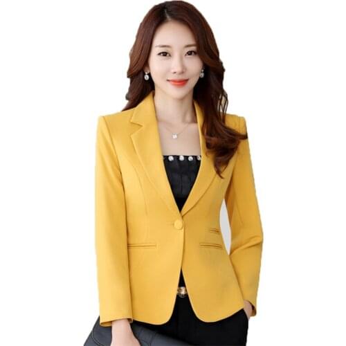 Fashion Small Blazer Coat Women 2021 Spring Autumn New Plus Size Slim Korean White Yellow Black Temperament Blazer Jacket N1002