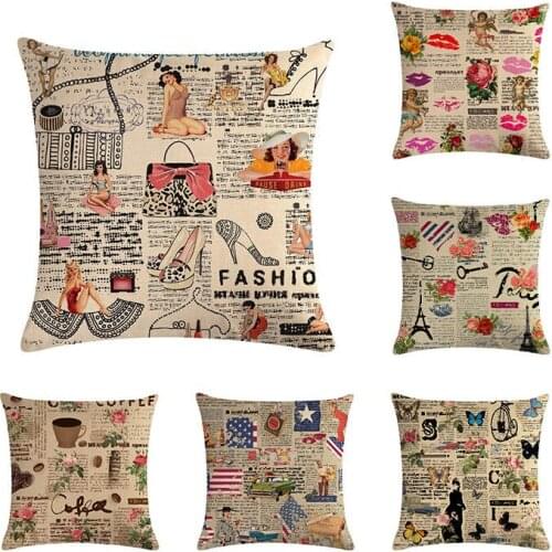 Fashion Womwn Printing Cushion Cover Linen USA Flag Key For Sofa Throw Pillowcase Car Seat Pillow Case Home Decor