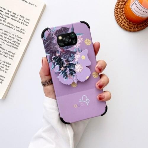 For xiaomi POCO M3 X3 NFC 10T Pro Fashion Flowers Silicon Soft Cases for Redmi Note 9S Note 9 Promax butterfly Holder Back Cover