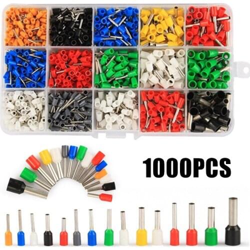 1000PCS Insulated Ferrules Terminals Set Cord End Wire Connectors Electrical Crimp Terminal 0.5-6mm2 AWG 22-10