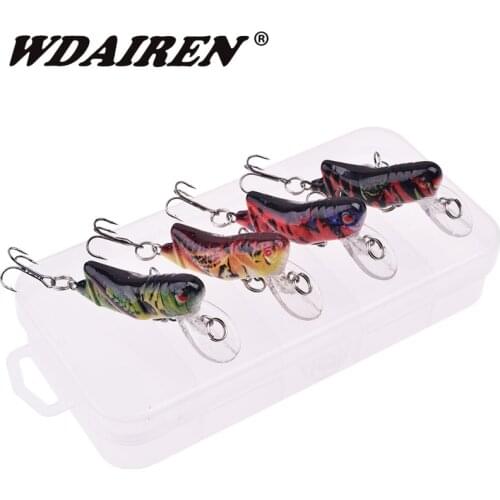 4Pcs/Lot Mixed Color Fishing Lure Set Mini Wobbler Jerkbait 4.5cm 3.5g Hard Bait Small Minnow Sinking Crank Bass Lures Box Kit