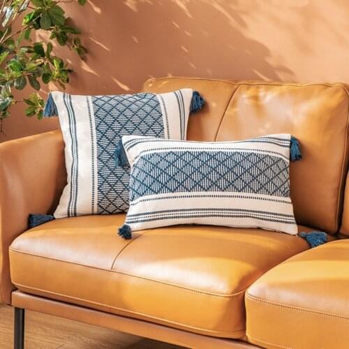 DUNXDECO Cushion Cover Decorative Pillow Case Modern Simple Blue Yellow Red Cotton Thread knitting Sofa Chair Bedding Coussin