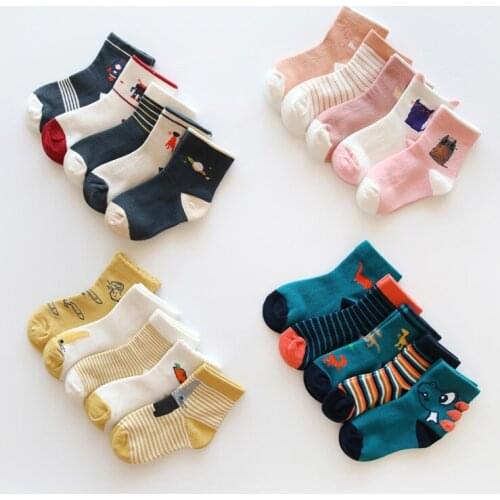 5 Pairs of Christmas Themed Children Pure Cotton Cartoon Jacquard Socks Red Christmas Baby Socks Absorb Sweat Permeability Socks