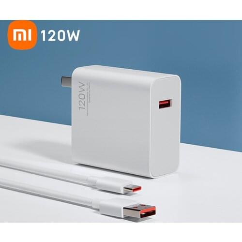 Original Xiaomi Quick Charge 120W Charger Mi Turbo Charger Fast Charge with Type-C Cable for Xiaomi 10 Ultra Smartphone Laptop