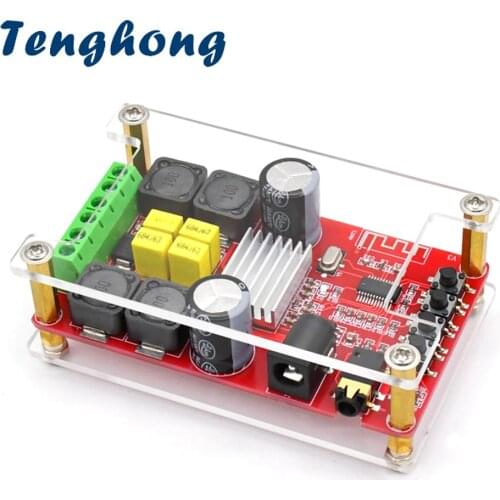 Tenghong Amplifier Board Bluetooth 5.0 Digital Power TPA3116D2 50W*2 Two Channel DC12-24V High Power Amplificador Crystal Model