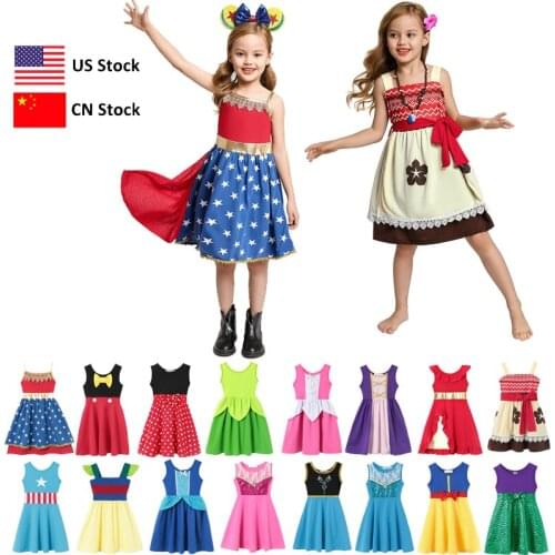 Princess Casual Dress for Belle Mickey Ariel Snow White Elsa Anna Cinderella Mulan Cosplay Halloween Moanna Rapunzel Costume