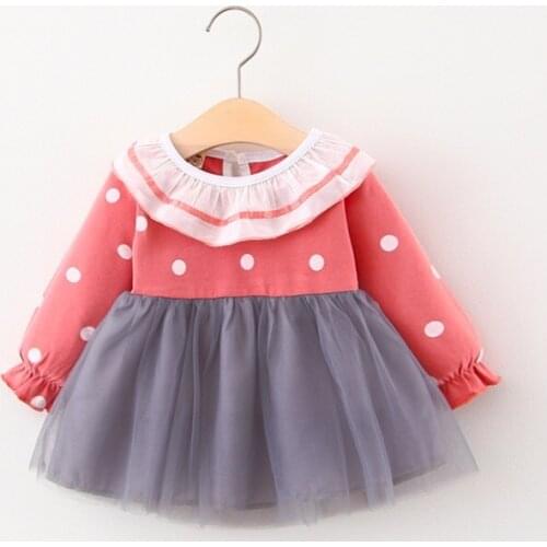 Baby Girl Dress Autumn Long Sleeve Dot Newborn Baby Dress Birthday Party Princess Tulle Tutu Dress Kids Infant Girl Clothes