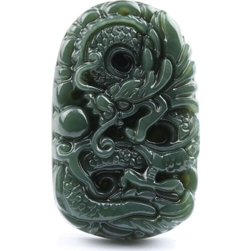 Natural HETIAN Jade Pendant Jade Dragon Necklace Pendant Mens Jade Jewerly with Necklace