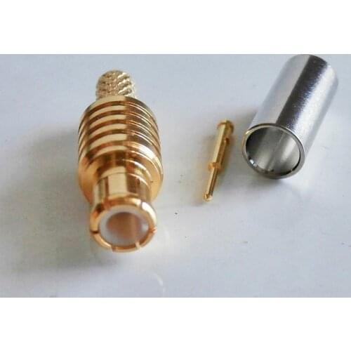 10Pcs RF Coax Connector Socket MCX Male Crimp for RG316 RG174 RG179 LMR100 RF Coaxial cable antenna Gold Plated Brass PTFE