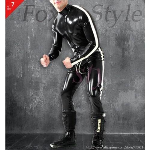 Latex sexy glued bodysuit handmade fetish latex codpiece clothing fashion latex garment