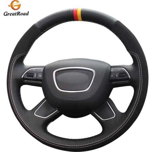 Hand-stitched DIY Black Suede Car Steering Wheel Cover for Audi A3 8V Sportback A4 B8 Avant A6 C7 A8 D4 Q3 8U Q5 8R Q7 4L
